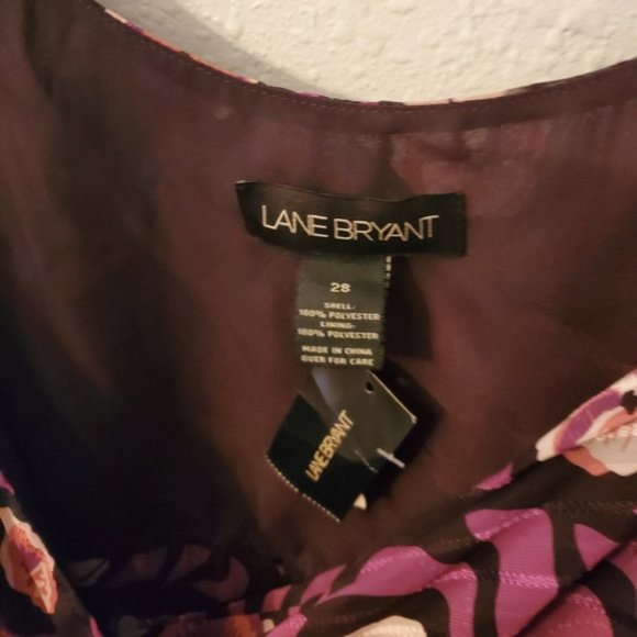Lane Bryant Purple Floral Empire Tank Tie Plus 28 - Picture 3 of 3